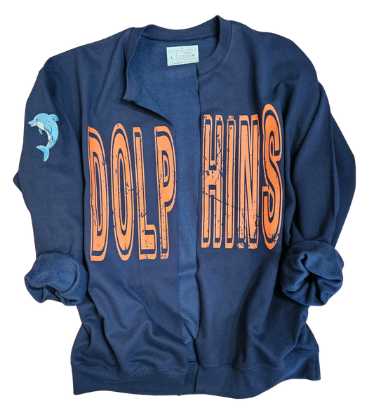 Dolphins Raw Edge Sweatshirt Cardigan