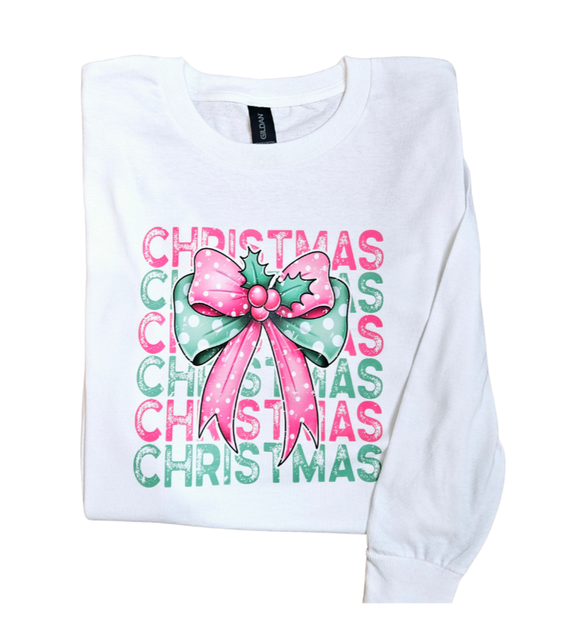 Christmas Bow Long Sleeve Tee (Youth)