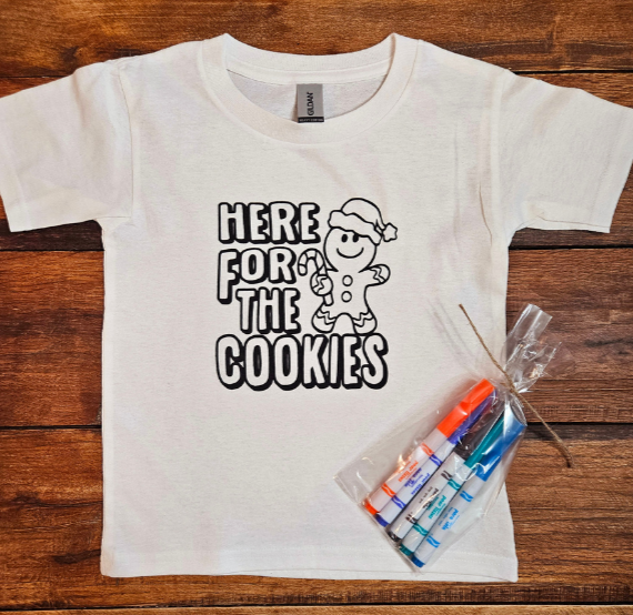 Here For The Cookies Coloring T-Shirt Toddler)