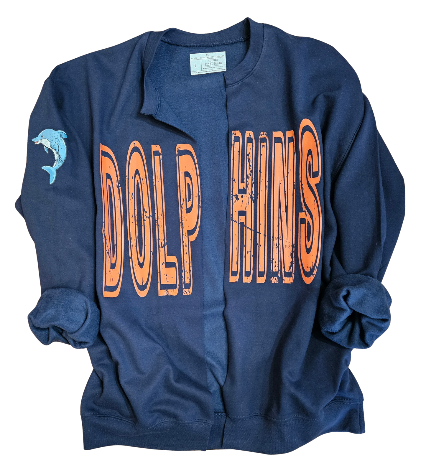 Dolphins Raw Edge Sweatshirt Cardigan